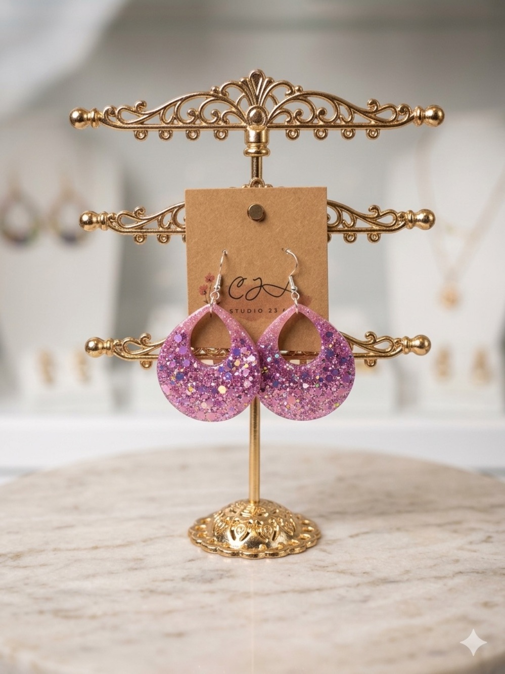 🌸 Studio 23 Pink Glitter Earrings Set 🌸